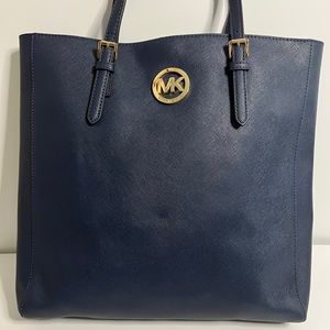 MICHAEL Michael Kors Navy Blue Saffiano Leather Large Jet Set Tote